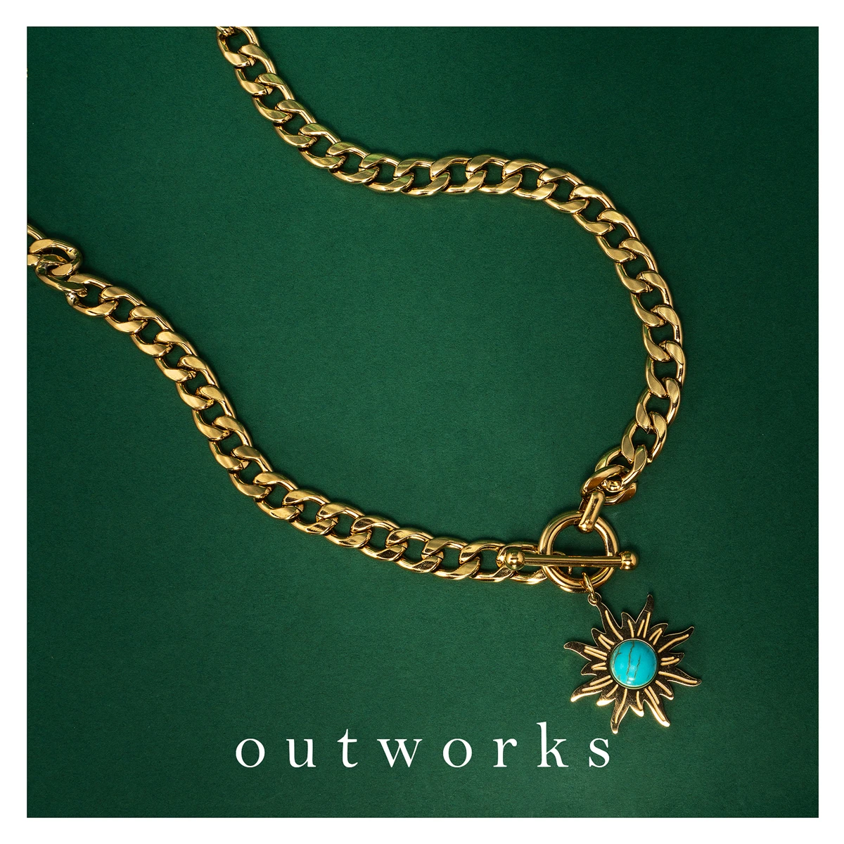 Outworks 2021 новый хип-хоп креативный винтажный простой Подсолнух бирюзовый кулон