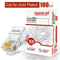 samzhe cat5e rj45 modular plug 8p8c connector for ethernet cablegold plated cat 5e gigabit bulk ethernet crimp connectors