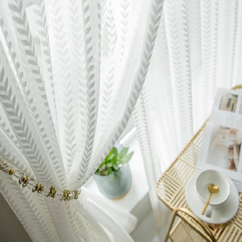 Korean Embroidered Sheer Curtains tulle For Living Room Bedroom Kitchen Yarns Children's room Custom curtain White tulle Curtain