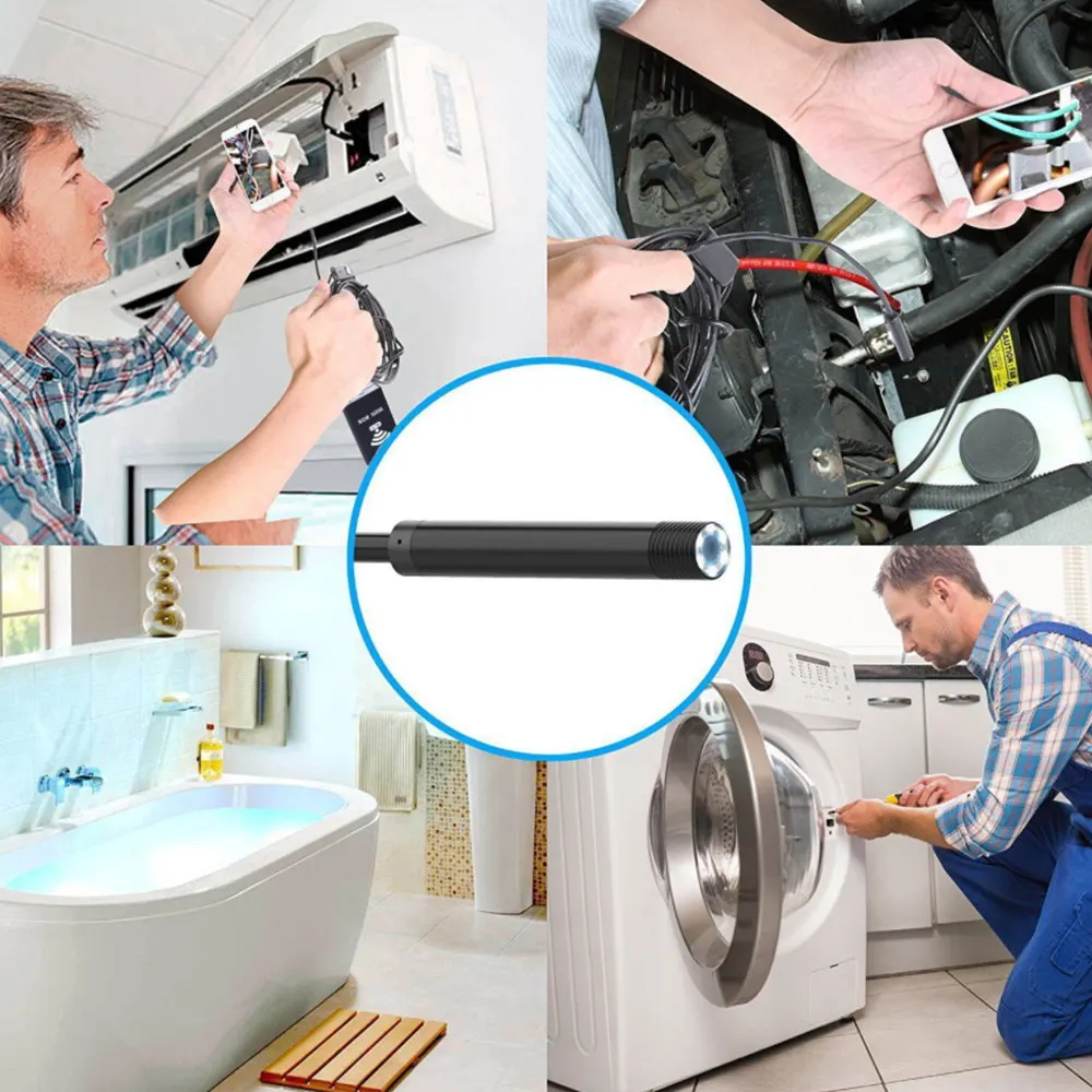 

1200P Endoscope Camera Wifi Wireless Waterproof Inspection Camera Mini 8mm Adjustable LED Borescope Camera For Android IOS