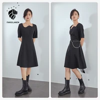 fansilanen office ladies high waist a line dress design sense niche summer 2021 new long black skirt woman dress boho dress