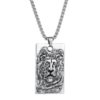 retro gothic animal lion head pendant necklace silvery fashion rock necklace for men women party gift neck jewelry wholesale