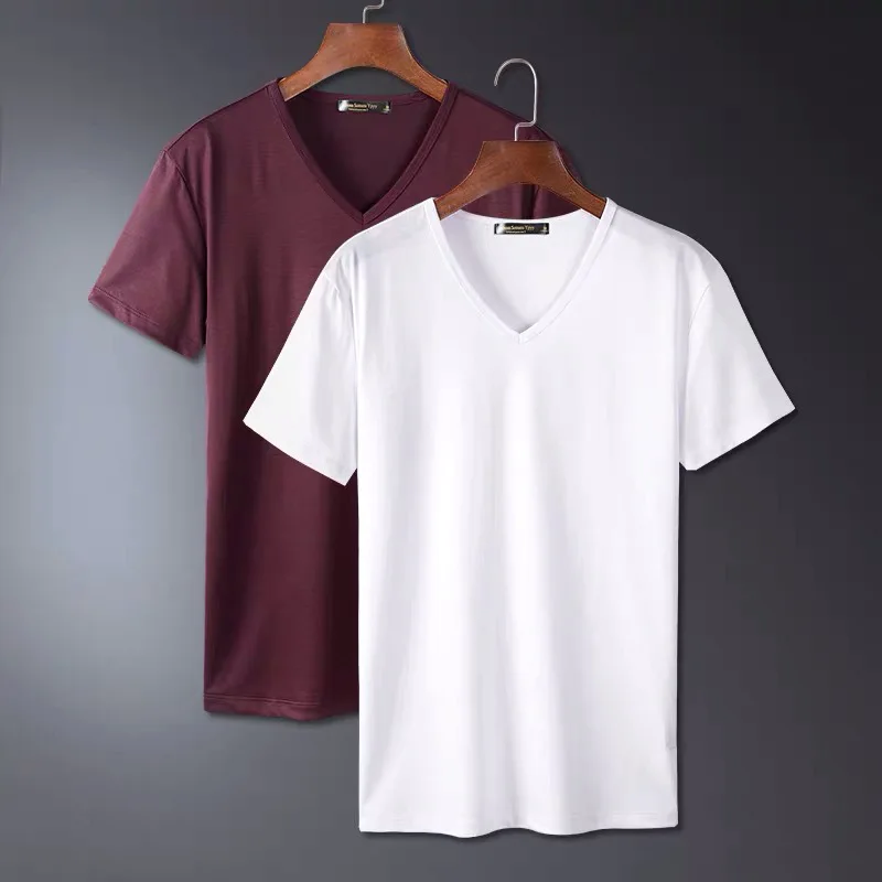 

Летняя футболка с V-образным вырезом, дышащая свободная футболка с короткими рукавами