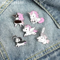 qihe jewelry pink horse enamel pins cosplay plague doctor skull brooches clothes bag badges gifts for friends