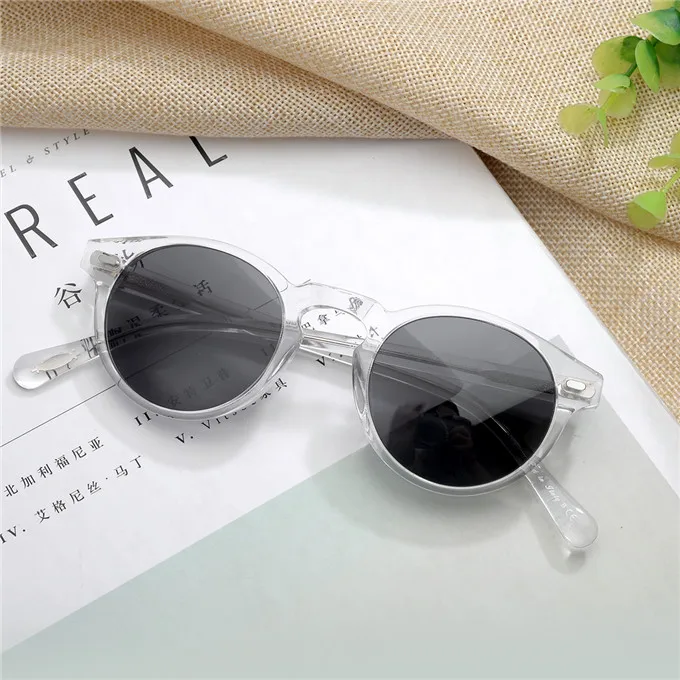 Clear VS Gray 47 Gregory Peck, фирменный дизайн, мужские и женские солнцезащитные очки, винтажные, поляризационные, солнцезащитные очки, известный бренд, OV5186, Ретро стиль, солнцезащитные очки - Цвет линз: Clear VS Gray 47
