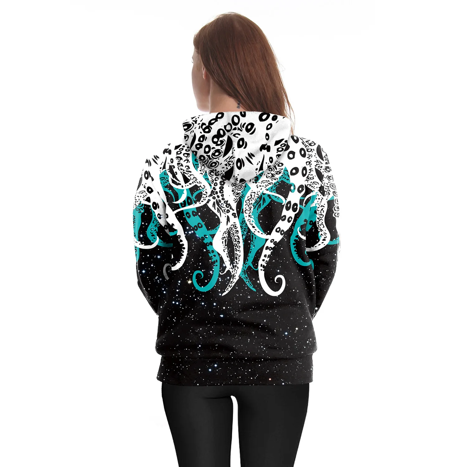 

Octopus Digital Printed Hooded Sweater European and American Fashion Tibetan Loose and Plus-sized