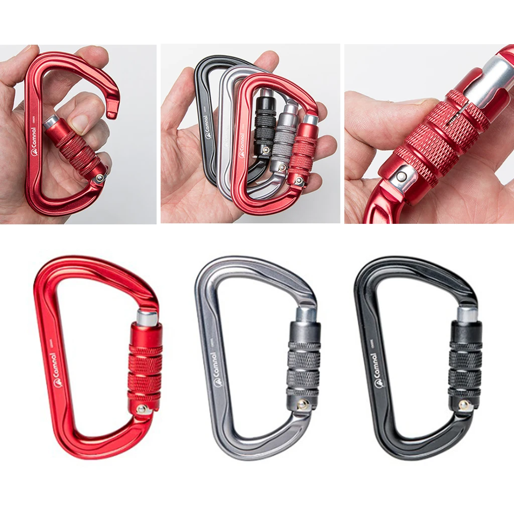

30KN Climbing Carabiner Clip Auto Locking Heavy Duty D-Shape Hook Accessories for Outdoor Rock Climbing Tree Climbing