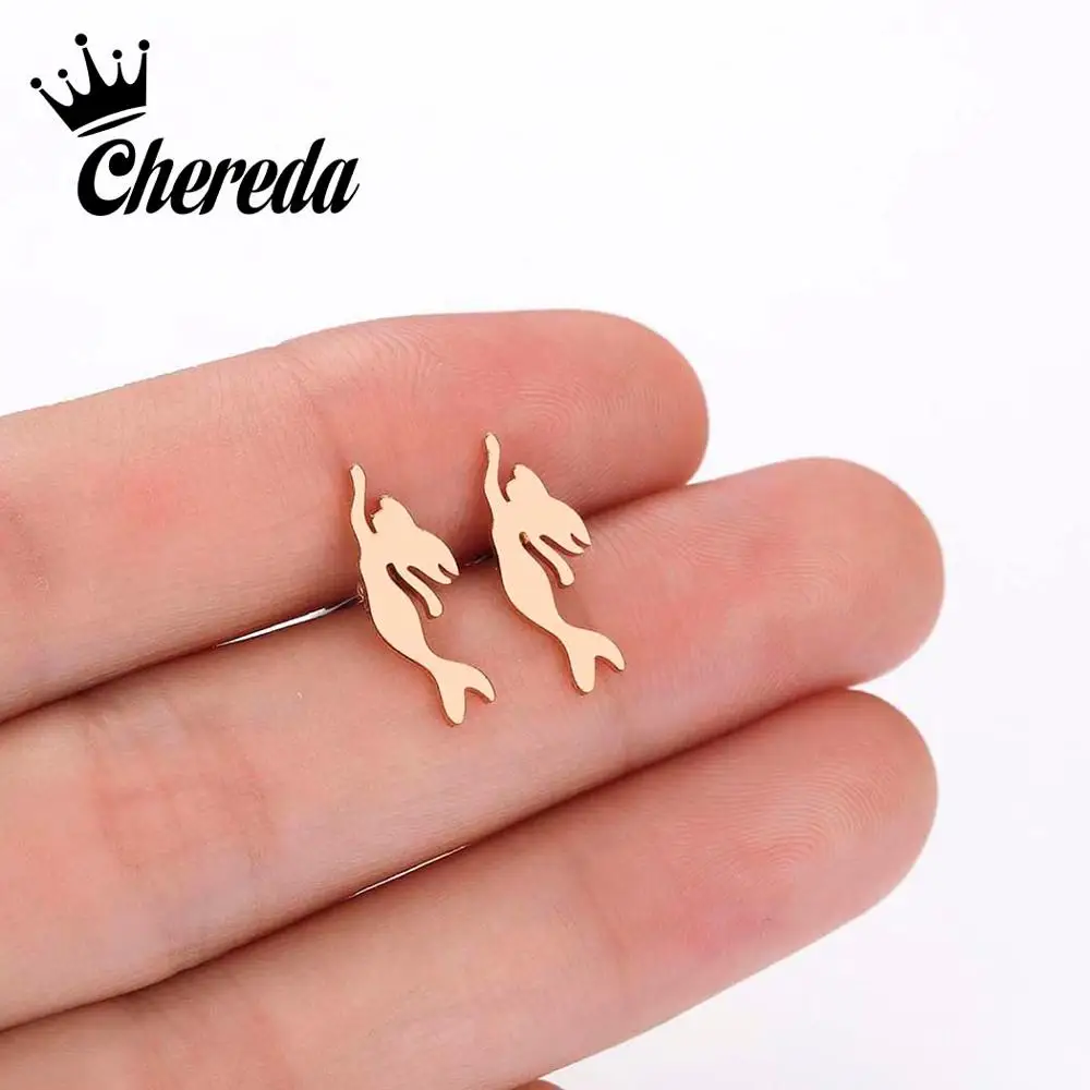 Женские серьги гвоздики из нержавеющей стали в романтическом