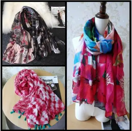 

668 - Spanish Tooth Desigual ladies' fashion scarf spring and autumn embroidery, lace flower decoration scarf