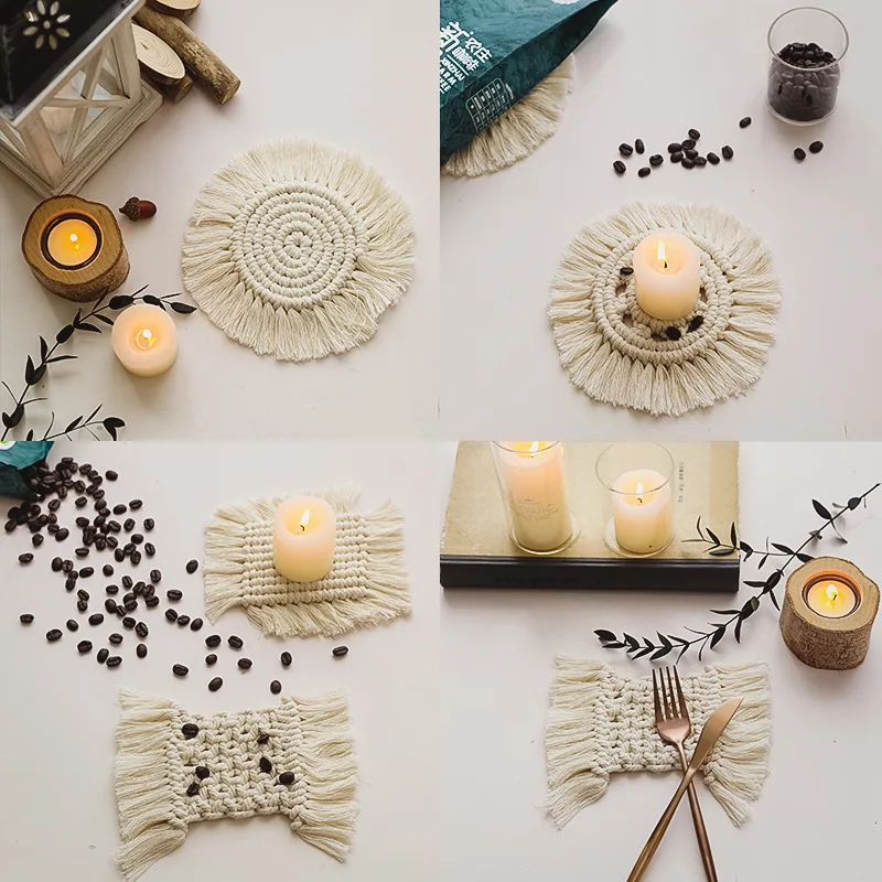 

15cm Tassel Woven Coaster Photographic Background Ornament Shooting Decoration Decoration Desktop Decoration Photography Props