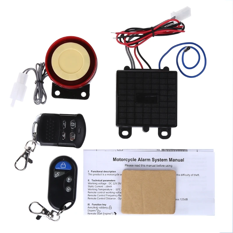 

J60F Scooter Car Security Alarm System Remote Control 12V Anti-theft Bike Motorcycle