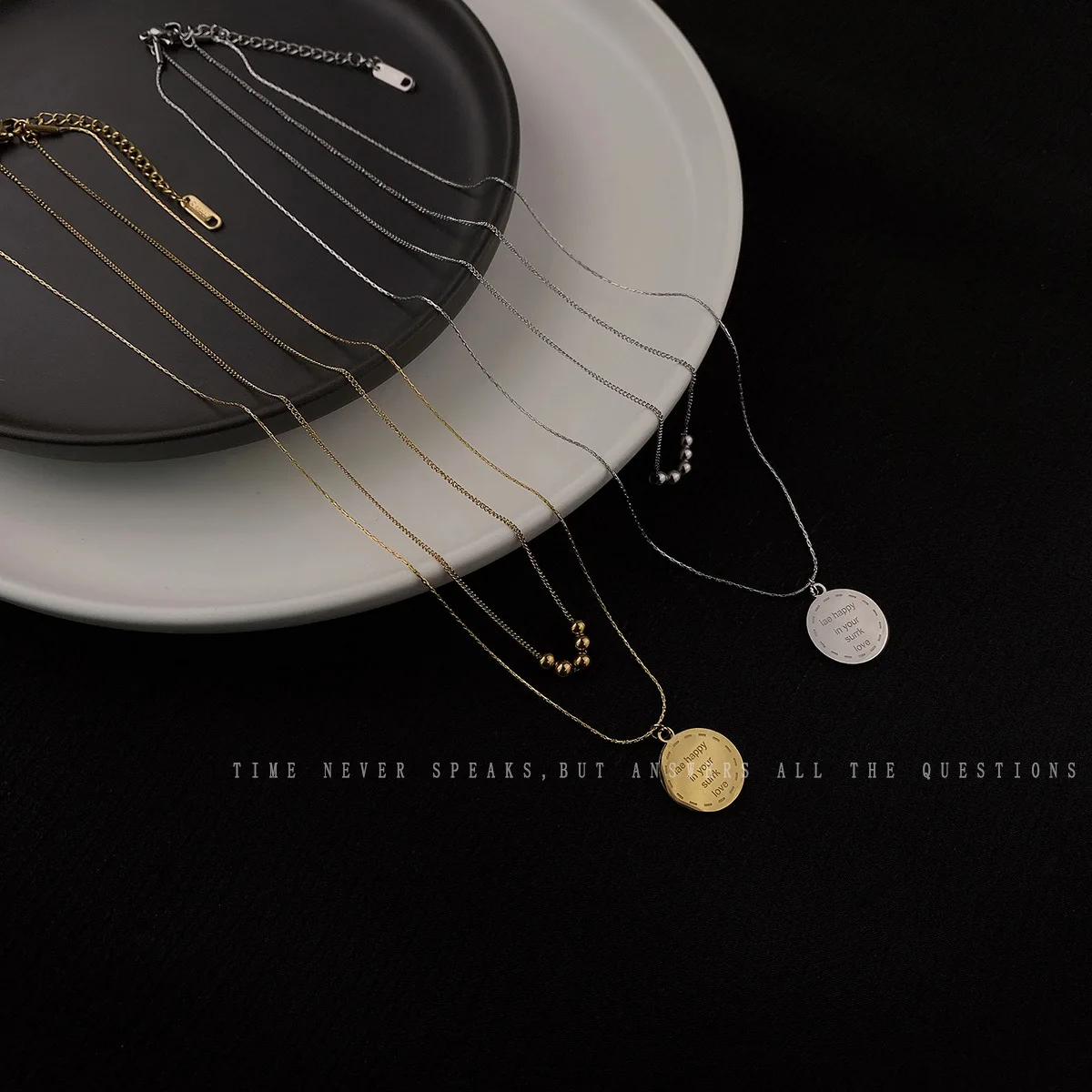 

RZ109 Ins Personality Trendy BrandTtanium Steel Gold-Plated Letter Necklace With Small Multi-Layer Design Sense Hip Hop