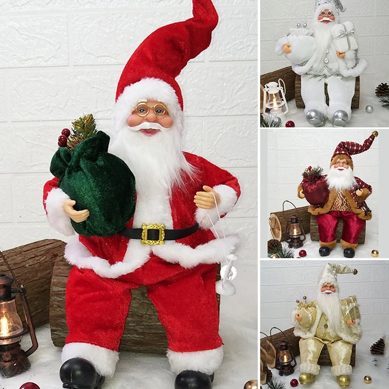 

Seated Santa Claus Ornament Colorful Plush Doll Creative Christmas Party Supplies for Home Living Room Bedroom Decor B88