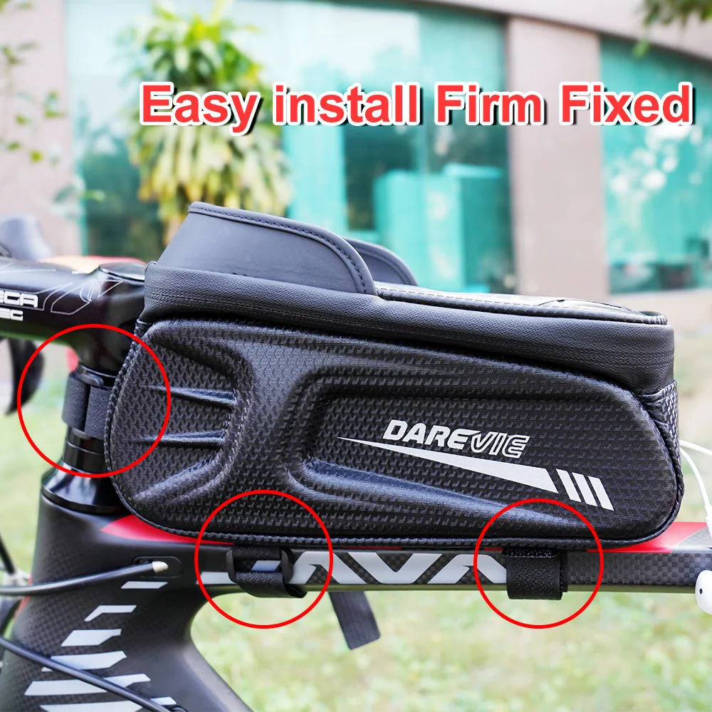 darevie new bicycle bag 2022 summer touch screen waterproof 6 5 inches phone reflective frame front top tube bike accessories free global shipping
