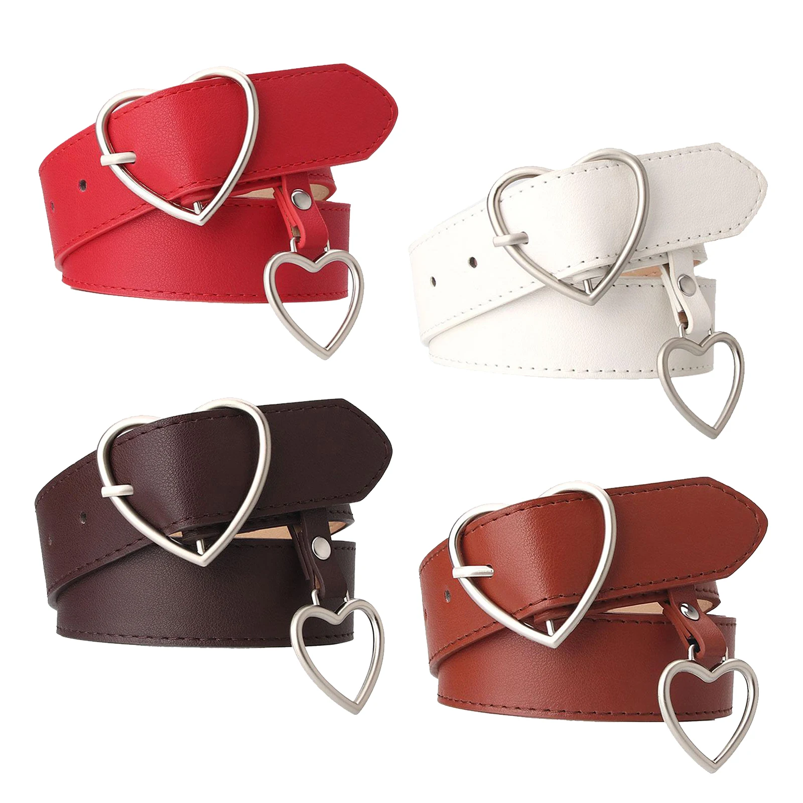 

Fashion Alloy women Belt Chain PU Leather New Style Fashion Heart Pin Buckle Jeans Decorative
