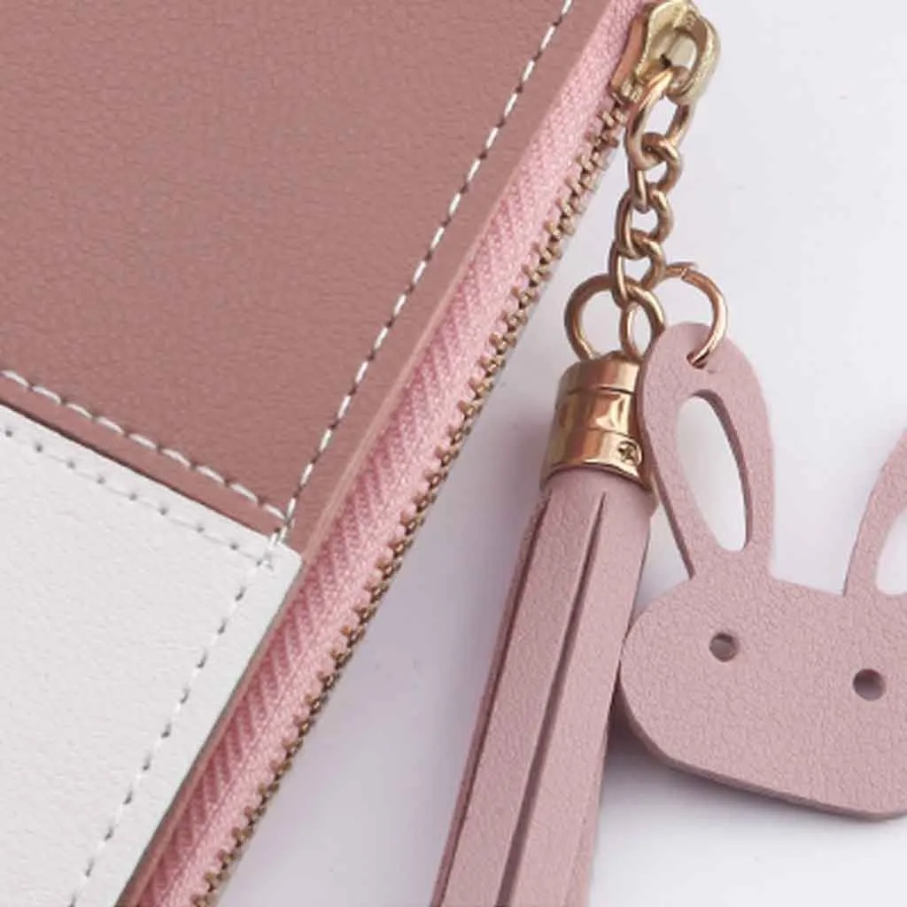 New Leather Wallet Women Short Zipper Ladies Purse Money Bag Coin Pocket Patchwork Cute Feminine Wallets Clutch Card Holder | Багаж и