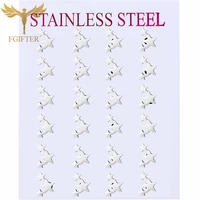 woman sweet accessories star stud earring set steel color jewelry three star design fashion korean style jewelry gift