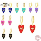 Женские серьги-кольца CANNER из стерлингового серебра 100% пробы, серьги-кольца Huggie в форме сердца из циркония 925, серьги-гвоздики, серьги в стиле пирсинга, ювелирные изделия