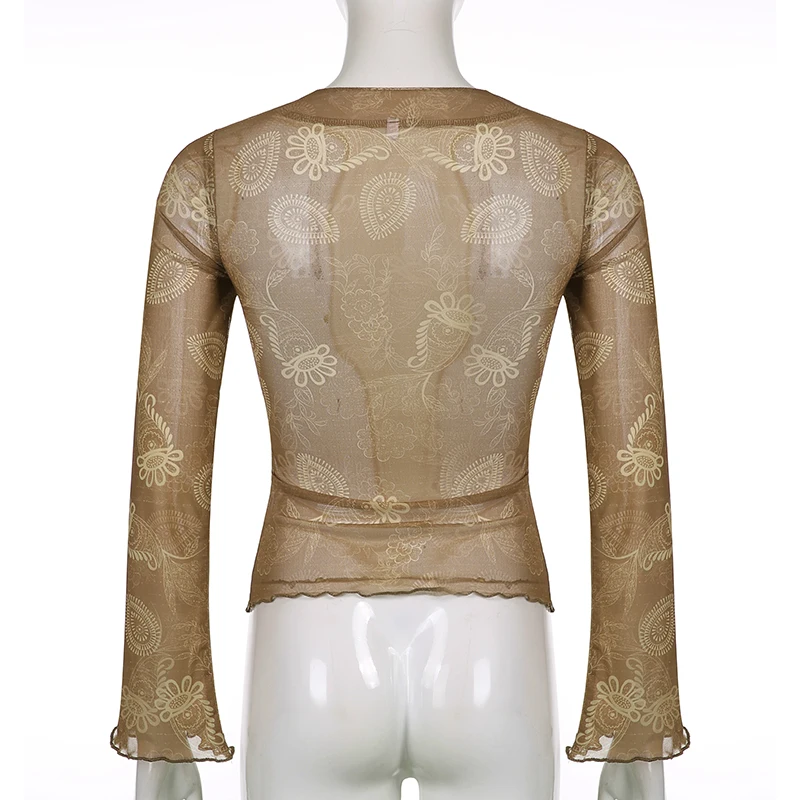 Женская футболка с цветочным принтом V-образным вырезом и бантом | одежда