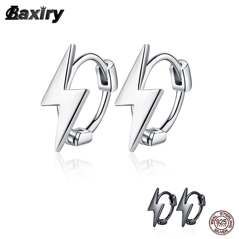 

New 925 Sterling Silver Hoop Earrings For Women Vintage Black Fashion Original Designer Round Huggie Earring Luxury Jewelry 2021