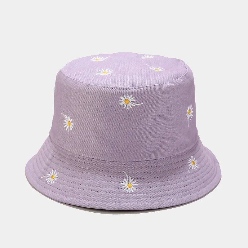 

Spring Autumn Flower Embroidery Bucket Hats Multicolor Cotton Fisherman Caps Men Women Female Foldable Bonnet Sun Hat MZ08