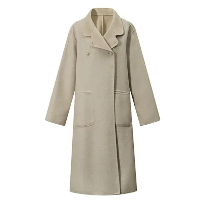 

2019 new wool coat autumn and winter loose pearl buckle cape polyester lapel fashion elegant Port flavor solid color warm Coat