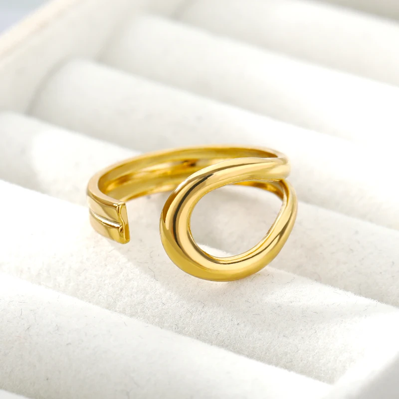 

Stainless Steel Geometry Oval Finger Rings Gold Silver Color Female Ring Trendy Wedding Jewelry Accessories Anillos Bague 2021