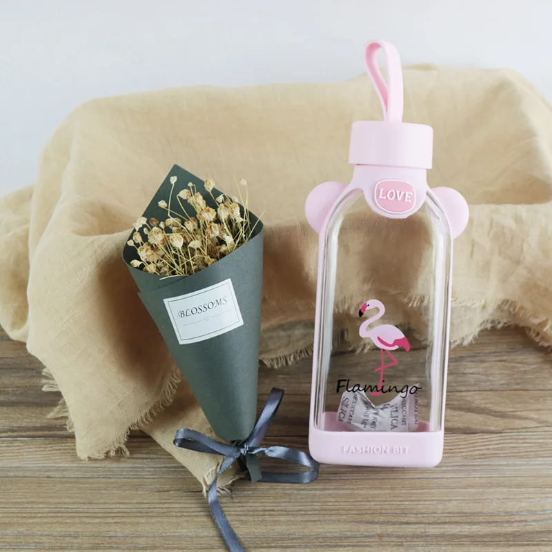 350 мл Квадратный Стакан с Фламинго Корейская креативная чашка для воды защитой от