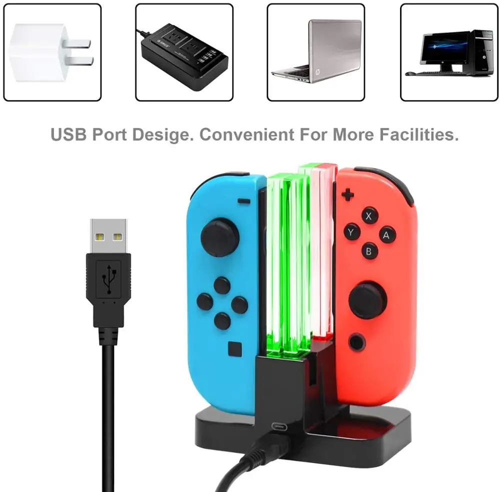 fast charging dock for nintendo switch joypad controller led charger stand for nintendo switch with a usb type c charging cord free global shipping