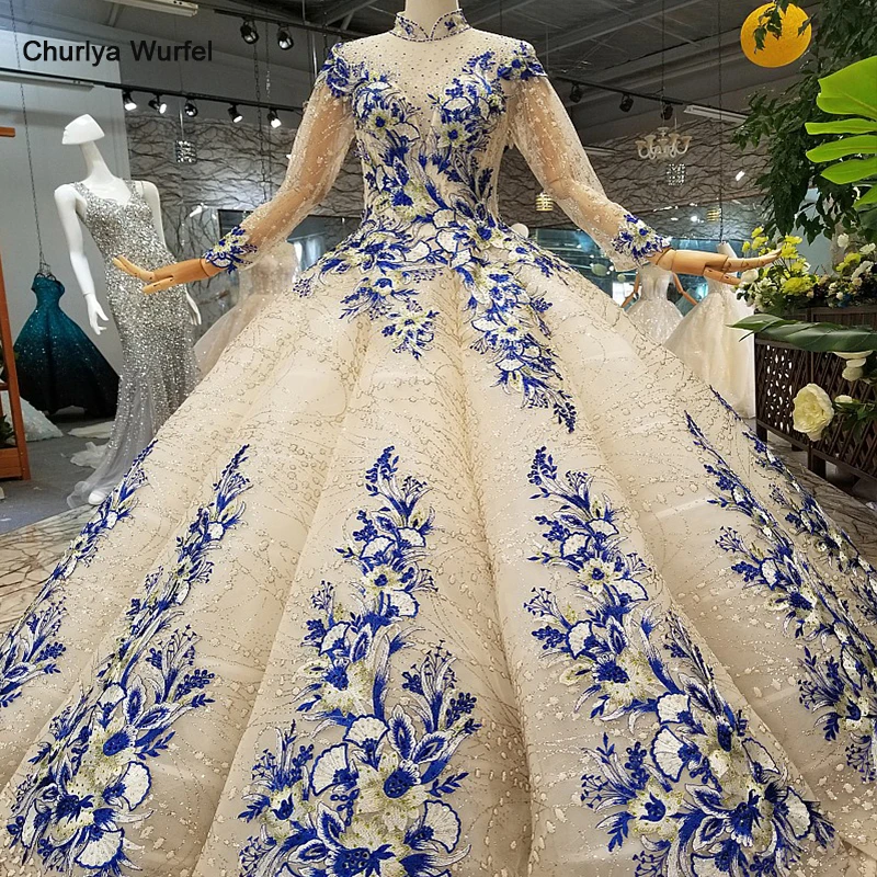 LS314474 Роскошные цвета женские мусульманские платья случай высокий вырез длинный рукав открытая Замочная скважина Сзади Бальное Платье кривая форма высокое качество
