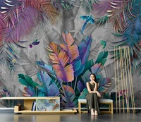 beibehang custom southeast asian tropical plants flowers and birds mural wallpaper tv background living room home decoratio