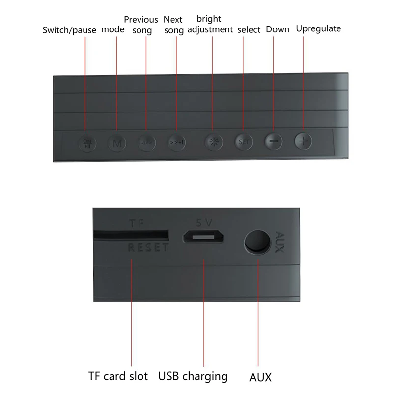Многофункциональный светодиодный цифровой будильник Bluetooth колонка с FM-радио