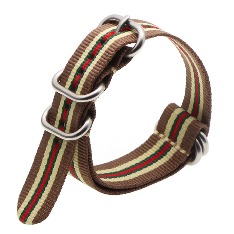 Brown beige S 21 цвет прочный нейлоновый ремешок otan ZULU ремешок 18 мм 20 мм 22 мм 24 мм полосатый Радужный холст замена ремешок для часов - Цвет ремешка: Brown beige S