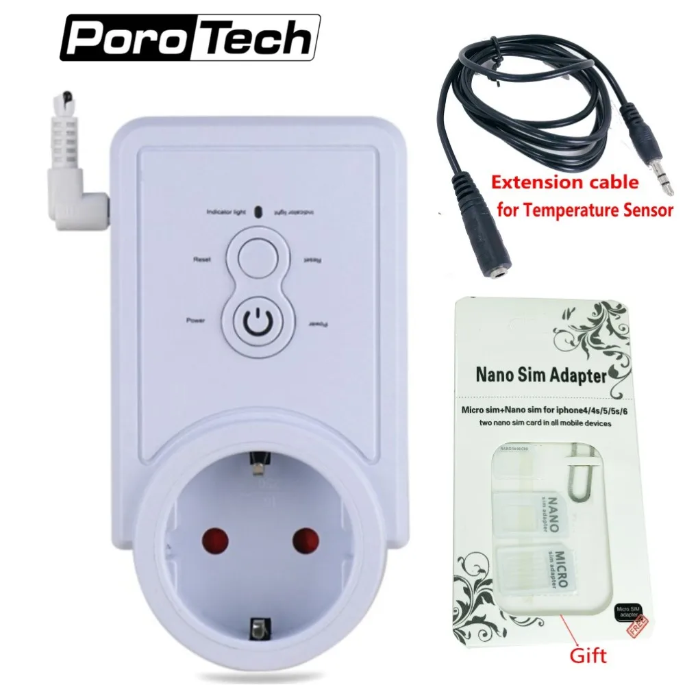 

GSM Power Plug Socket With Extension Cable/Temperature Sensor Russian English SMS Remote Control Smart Wall Switch Outlet