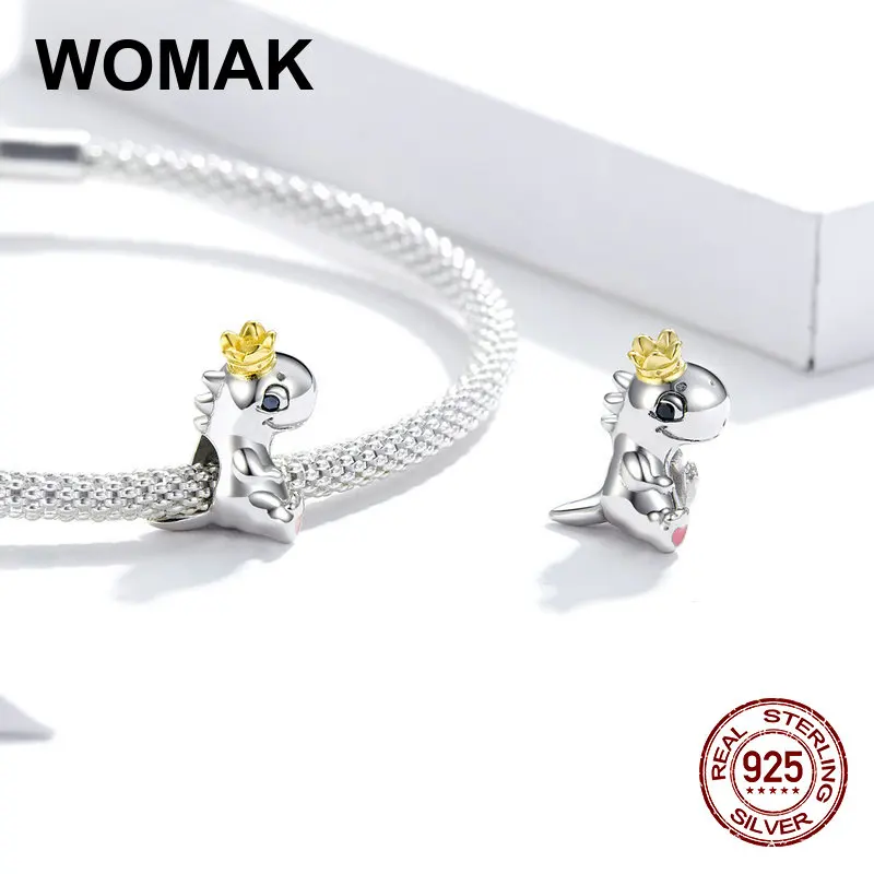 Женский браслет из серебра 925 пробы с подвеской в виде короны динозавра |