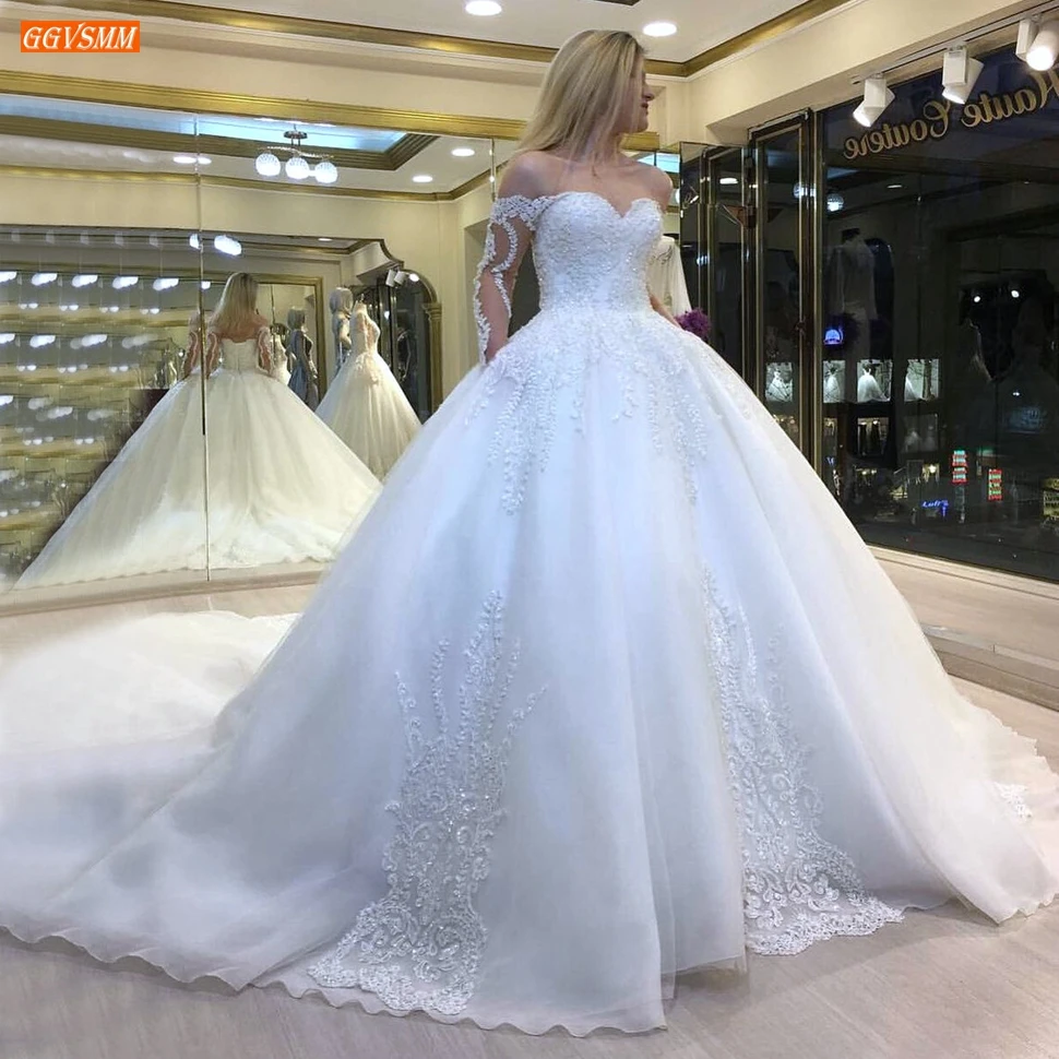 Роскошное белое свадебное платье на шнуровке с аппликацией и бисером Vestido De Noiva 2020