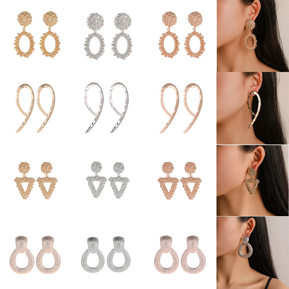 

ZEMO Statement Dangle Earring for Women Geometric Drop Earrings Classic Long Hanging Earrings Female Ear Piercing Party Jewelry