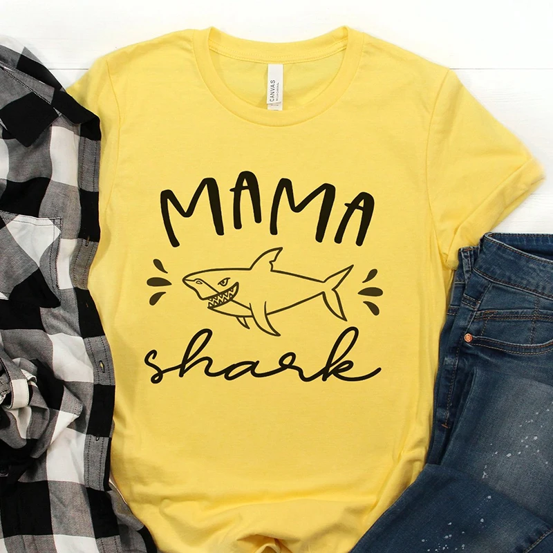 Мама Акула Харадзюку рубашка Жизнь Графические футболки винтажные уличные 90s