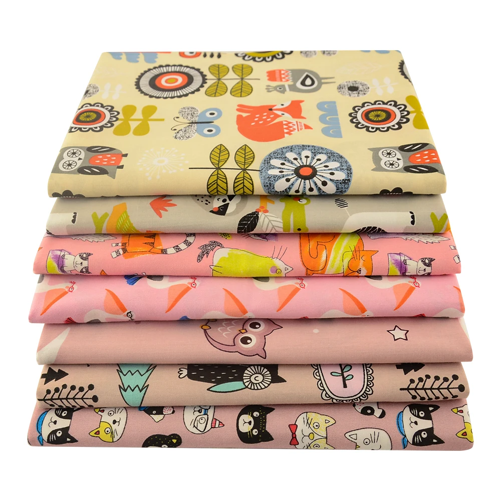 Booksew 2pcs/Lot Elephant Pink Cartoon Printed Twill 100% Cotton Fabric For Sewing kids Clothes Handmade Dolls Patchwork