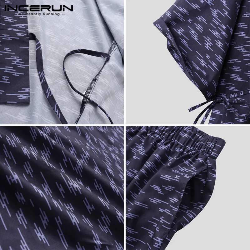 

Men Pajamas Sets Printed Half Sleeve Japanese Kimono Homewear Sleepwear Pants Harajuku Casual Men Nightwear Suit INCERUN S-5XL 7