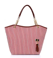 korean new womens bag canvas stripe one shoulder tidal bag fashion portable bucket bag