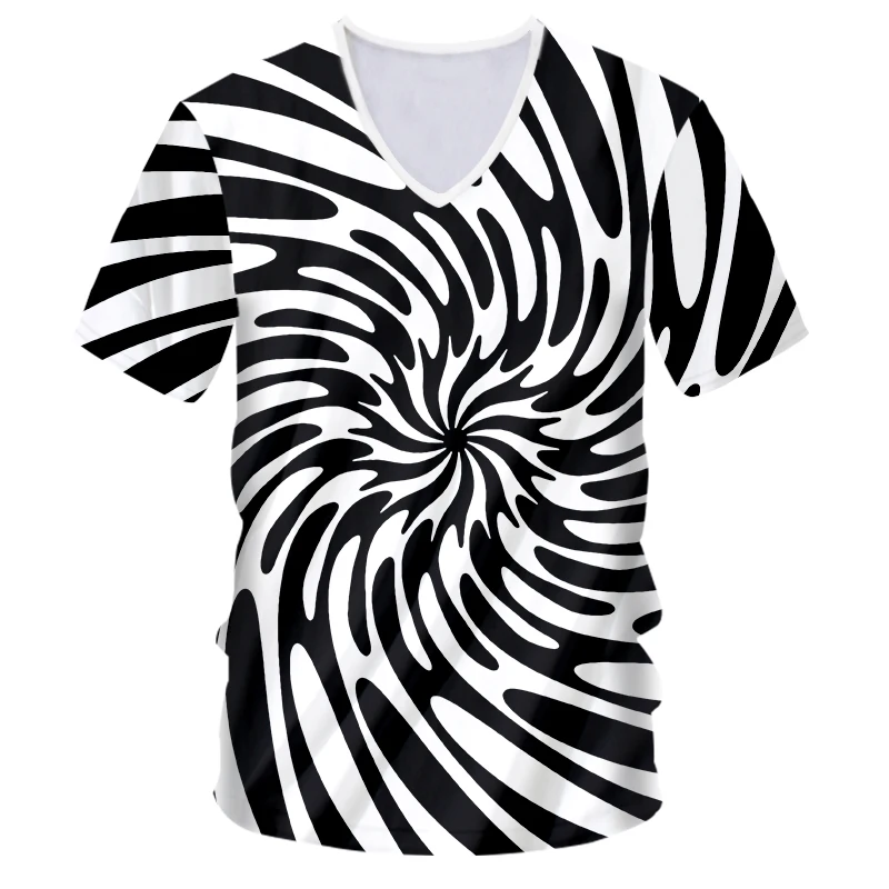 OGKB мужские футболки с v-образным вырезом Новое поступление принтом зебры черные
