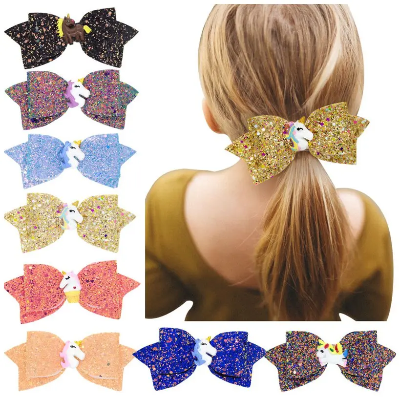 Блестящие заколки для волос с единорогом аксессуары девочек детские ручной