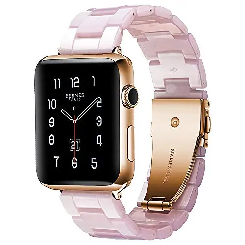 Pink Ремешок из смолы для Apple watch 44 мм 40 мм iwatch 42 мм 38 мм Пряжка из нержавеющей стали ремешок для часов Браслет Apple watch 5 4 3 21 - Цвет ремешка: Pink