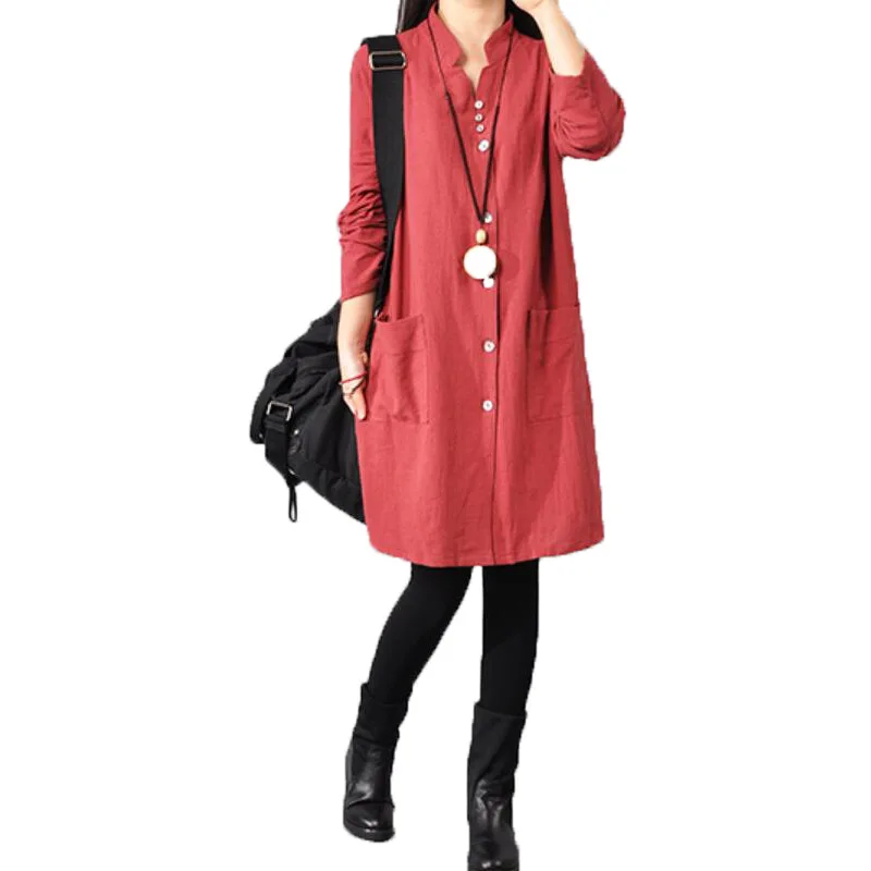 Весеннее женское платье средней длины Повседневное с длинным рукавом Новое