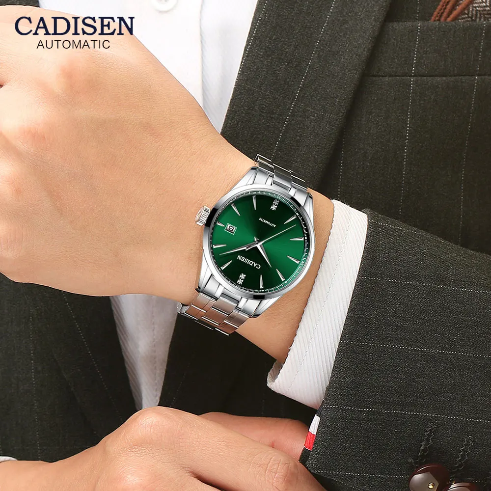 

CADISEN Men's Mechanical Watch Automatic Mens Watches Japan NH35A Movement Top Brand Luxury Business Black Men WristWatch