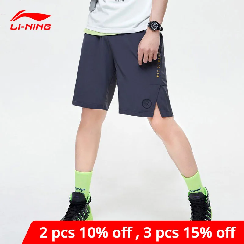 Li Ning мужские спортивные шорты серии Уэйд с разрезом по подолу 88% полиэстер 12%
