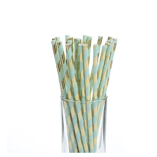 Blue Straw 10 шт./партия бумажные тарелки и стаканы, розовое золото, украшение для дня рождения, детская посуда, украшение для дня рождения - Цвет: Blue Straw