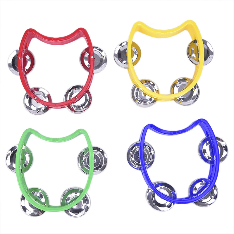 

1pc 10cm x 4.5cm Hand Held Tambourine Metal Bell Plastic Rattle Ball Percussion for KTV Party Kid Game Toy Musical Instrument