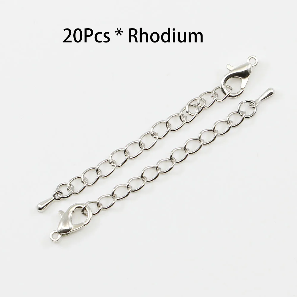 Rhodium 20 шт./лот 50/70 мм золото/родиево-серебряного цвета; с хвостом цепь на удлинительные цепочки карабины разъем для изготовление, поиск ювелирных изделий - Цвет: Rhodium